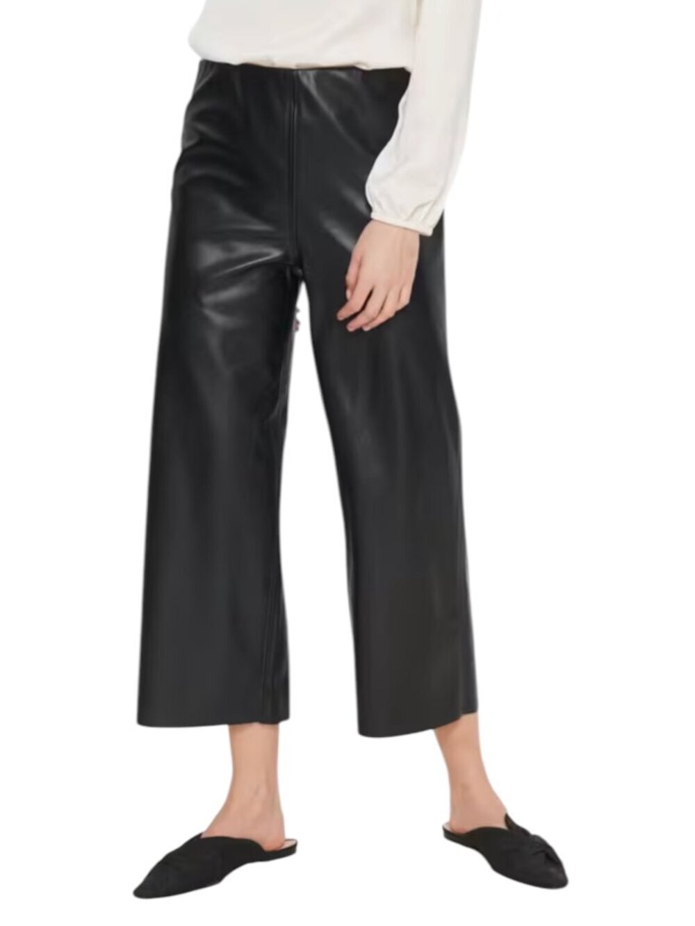 NWT Saint Tropez Black Dowie Faux Leather Culottes SZ S​
